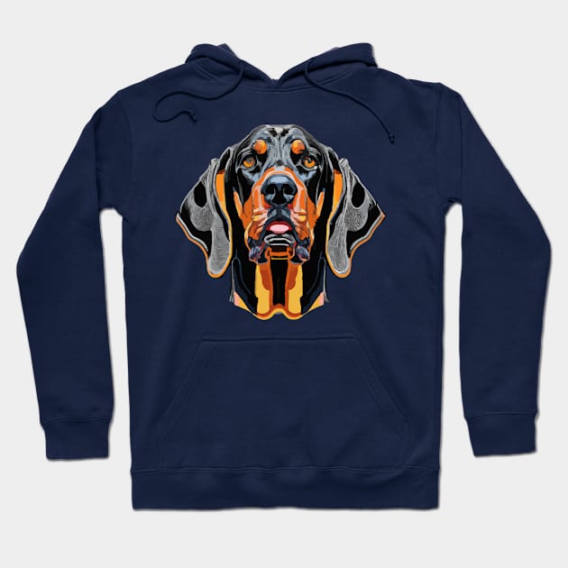 Black and Tan Coonhound Dog Stencil Hoodie by Furrban
